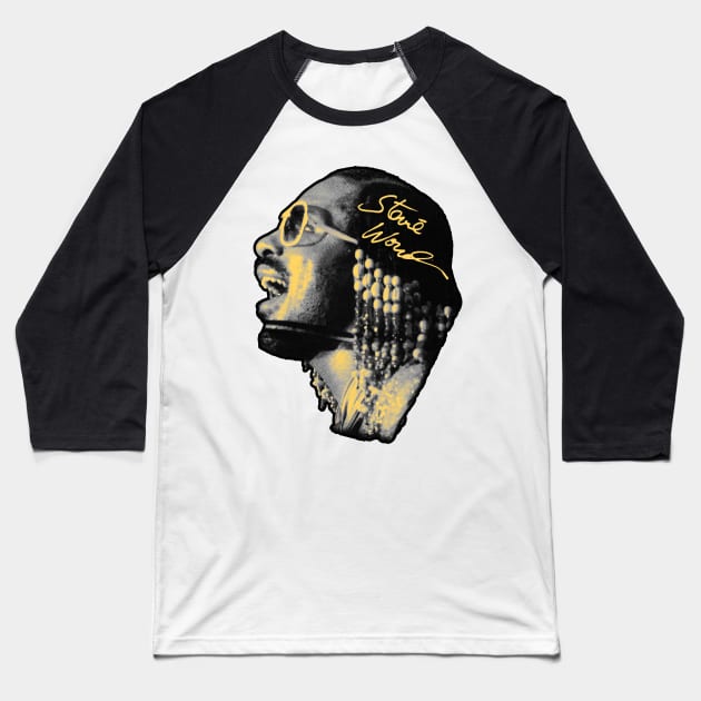 Stevie Wonder RnB Soul Grey Baseball T-Shirt by Mugo Muncarsol